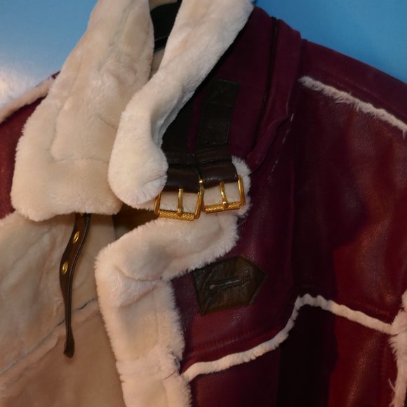 MENS 2XL Jordan Craig Denali Shearling Burgundy Fisherman PIMP FUR Coat Jacket - Picture 10 of 13